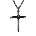 Men's Stainless Steel Nail Cross Charm Pendant w/ Necklace