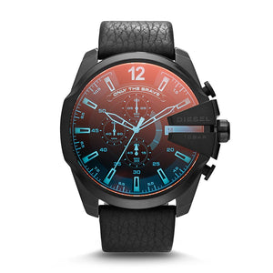 Men's Diesel Mega Chief Black Leather Watch