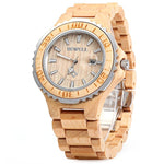 Men's Bewell Maplewood Wooden Quartz Wrist Watch