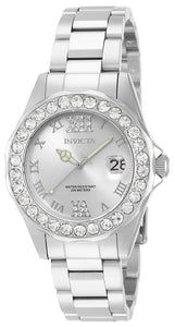 Ladies Invicta Pro Diver Silver Dial Crystal Accented Stainless Steel Watch