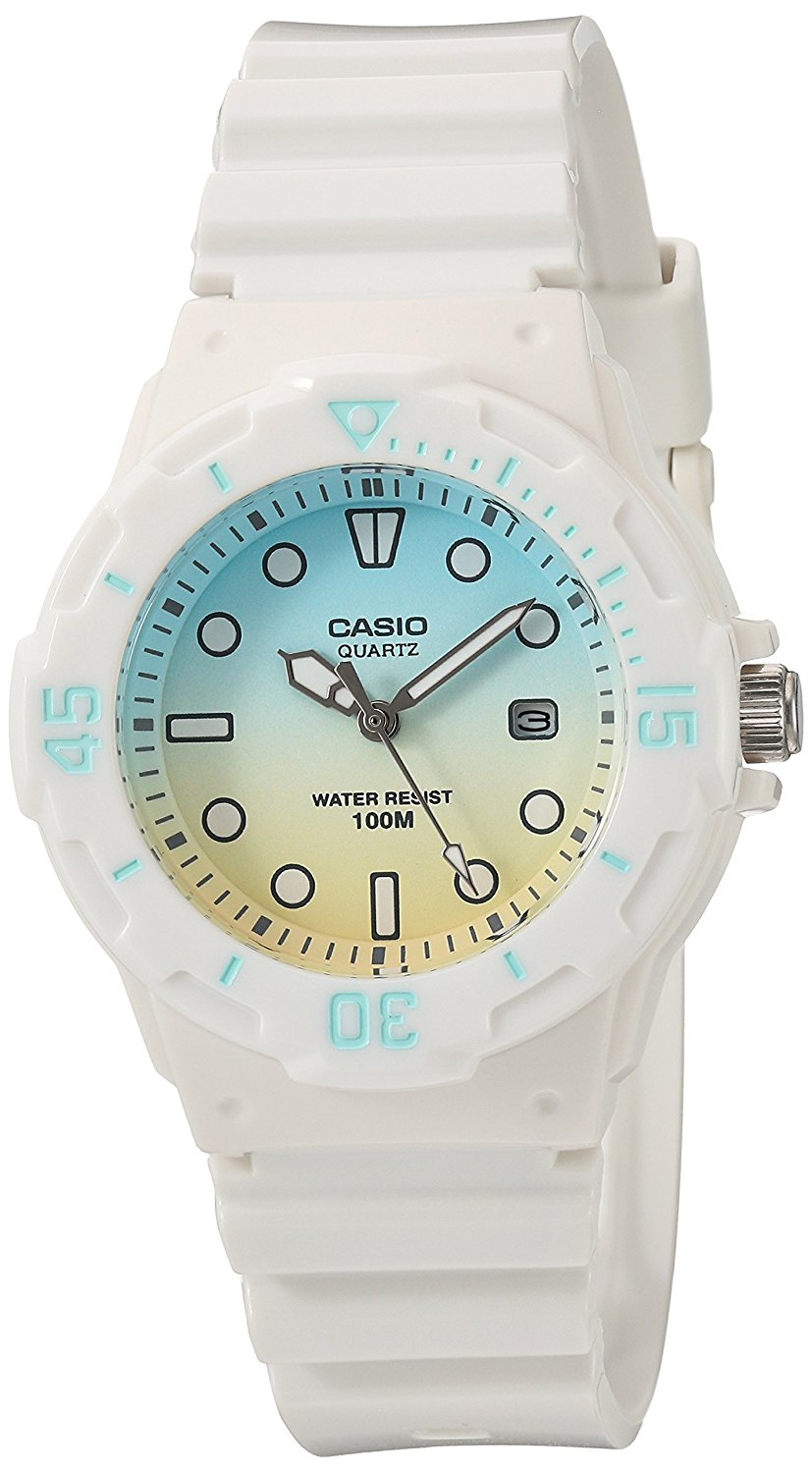 Ladies Casio 'Dive Series' Quartz Resin Casual Watch - White/Blue
