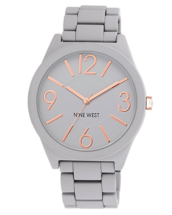 Ladies Nine West Gray Textured Bracelet Watch