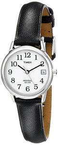 Ladies Timex Indiglo Easy Reader Quartz Analog Leather Strap Watch with Date Feature