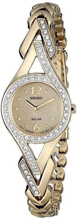 Ladies Seiko Swarovski Crystal-Accented Stainless Steel Solar Watch