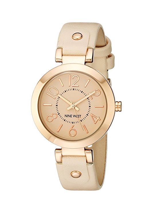 Ladies Nine West Rose Goldtone Watch with Detailed Strap