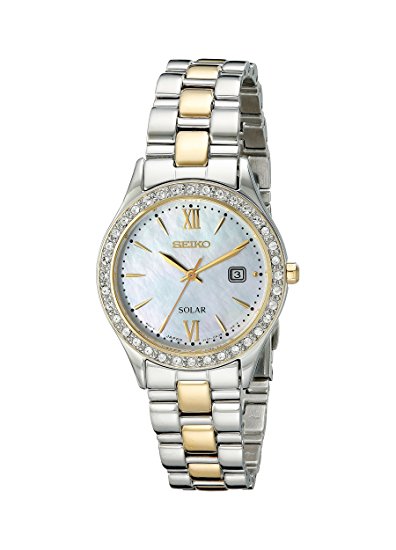 Ladies Seiko Two-Tone Crystal Solar Bracelet Watch