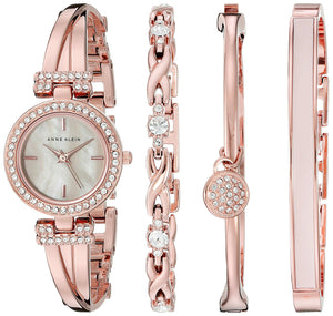 Ladies Anne Klein Swarovski Crystal Accented Rose Gold Tone Bangle Wat The Bezel Crown Watch Company