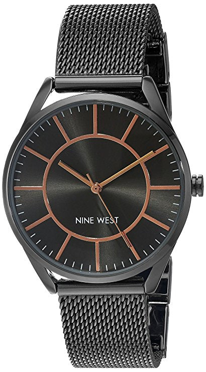 Ladies Nine West Black Mesh Bracelet Watch