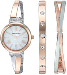 Ladies Anne Klein Rose Goldtone and Silvertone Bangle Set