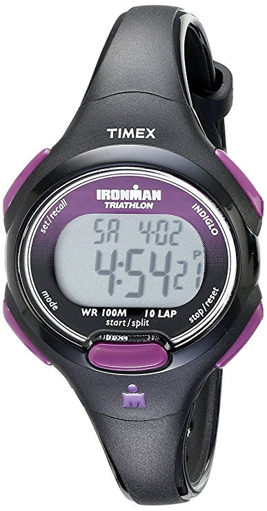 Ladies Timex Ironman Essential 10 Mid-Size Black/Purple Resin Strap Watch