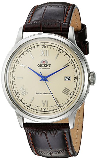 Men's Orient '2nd Gen. Bambino Ver. 2' Automatic Stainless Steel and Leather Dress Watch