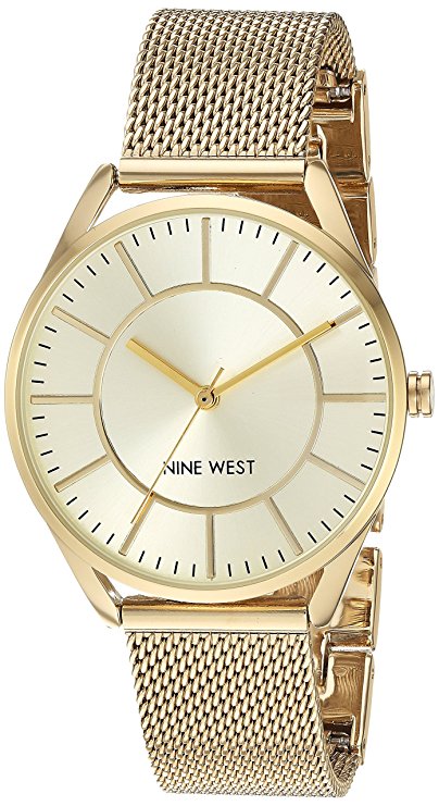 Ladies Nine West Gold Tone Mesh Bracelet Watch