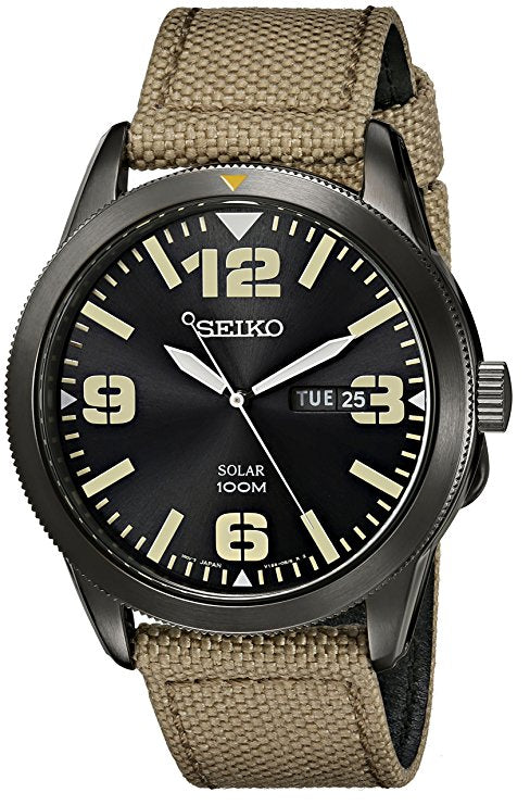 R Udførelse Apparatet Men's Seiko Beige Nylon Strap Solar Watch – The Bezel & Crown Watch Company