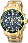 Men's Invicta Pro Diver Scuba Swiss Chronograph Black Dial 18k Gold Plated Watch
