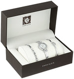 Ladies Anne Klein Swarovski Crystal-Accented Silver-Tone Bangle Watch and Bracelet Set