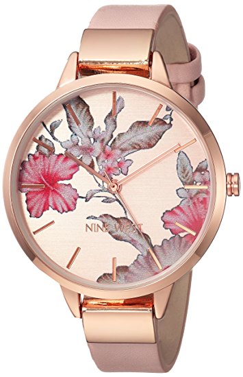 Ladies Nine West Floral Rose Goldtone Watch
