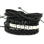 Men's 4PCS Leather Multi-Layer Bracelet