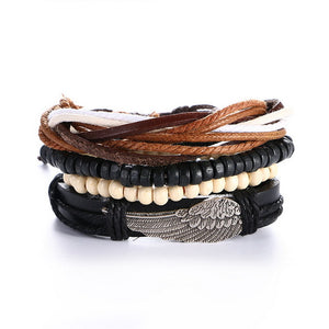 Men's 4PCS Leather Multi-Layer Bracelet