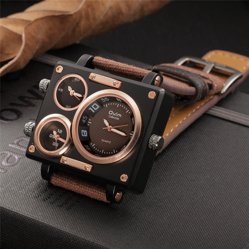 Men s Casual Square Fabric Strap Watch The Bezel Crown Watch Company