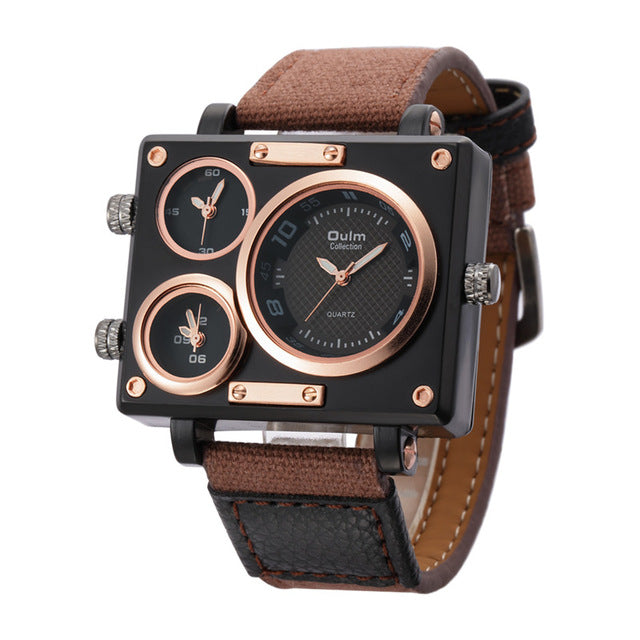 Men's Casual Square Fabric Strap Watch