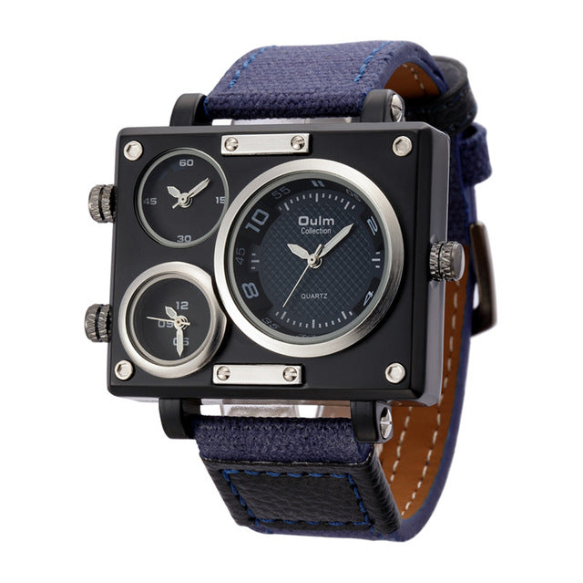 Men's Casual Square Fabric Strap Watch