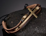 Men's Cross Leather Adjustable Bohemia Rope Bracelet