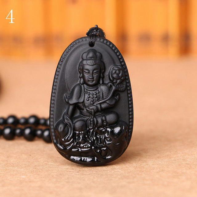 Men's Natural Stone Buddha Guardian Bead Chain