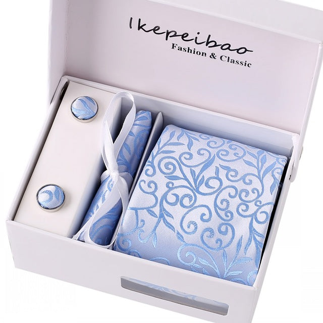 Men's Wide Necktie, Hanky, Cufflink Set