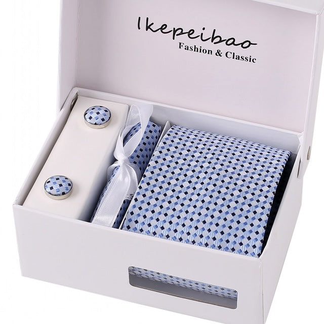 Men's Wide Necktie, Hanky, Cufflink Set