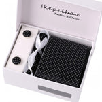 Men's Wide Necktie, Hanky, Cufflink Set