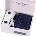 Men's Wide Necktie, Hanky, Cufflink Set