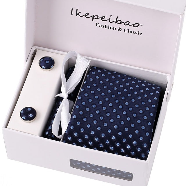 Men's Wide Necktie, Hanky, Cufflink Set