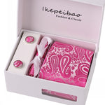 Men's Wide Paisley Necktie, Hanky, Cufflink Set
