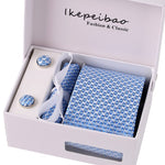 Men's Wide Necktie, Hanky, Cufflink Set