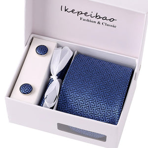 Men's Wide Necktie, Hanky, Cufflink Set